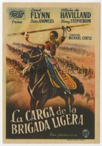 7a490 CHARGE OF THE LIGHT BRIGADE Spanish herald 1947 different art of Errol Flynn w/spear on horse!