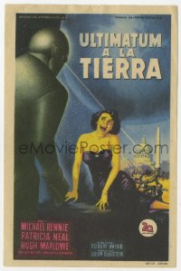 7a506 DAY THE EARTH STOOD STILL Spanish herald 1952 Soligo art of Patricia Neal cowering from Gort!