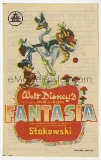 7a522 FANTASIA Spanish herald R1958 art of Mickey Mouse & others, Disney musical cartoon classic!