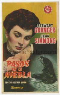 7a530 FOOTSTEPS IN THE FOG Spanish herald 1955 different image of Stewart Granger & Jean Simmons!