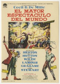 7a547 GREATEST SHOW ON EARTH Spanish herald R1962 DeMille classic, different circus art!