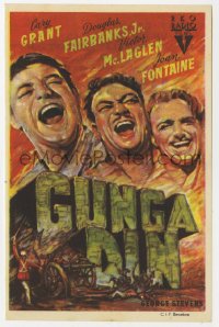 7a550 GUNGA DIN Spanish herald 1948 art of Cary Grant, Douglas Fairbanks Jr. & Victor McLaglen!