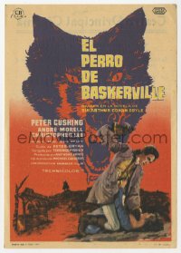 7a559 HOUND OF THE BASKERVILLES Spanish herald 1960 Cushing as Sherlock Holmes, different MCP art!