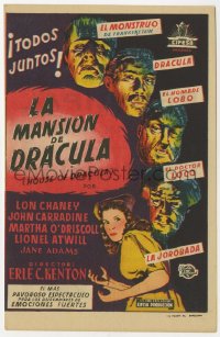 7a560 HOUSE OF DRACULA Spanish herald 1948 great art of classic monsters, Dracula & Frankenstein!