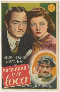 7a603 LOVE CRAZY Spanish herald 1946 William Powell in drag as his own sister & with Myrna Loy!