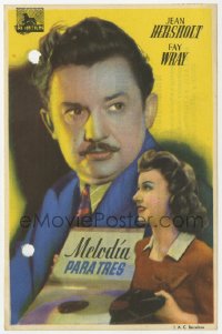 7a611 MELODY FOR THREE Spanish herald 1946 different image of Jean Hersholt & Fay Wray with record!