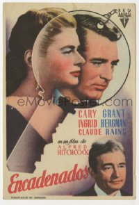 7a628 NOTORIOUS Spanish herald 1948 Cary Grant, Ingrid Bergman, Rains, Hitchcock, cool key design!