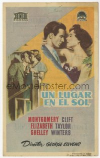 7a646 PLACE IN THE SUN Spanish herald 1952 different art of Montgomery Clift, Liz Taylor & Winters!