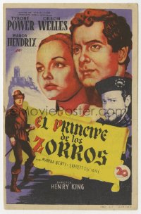 7a648 PRINCE OF FOXES Spanish herald 1950 Soligo art of Orson Welles, Tyrone Power & Wanda Hendrix!