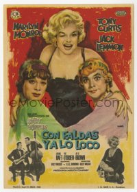 7a675 SOME LIKE IT HOT Spanish herald 1963 Mac art of Marilyn Monroe with Curtis & Lemmon in drag!