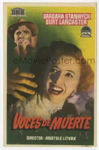 7a677 SORRY WRONG NUMBER Spanish herald 1950 different image of Burt Lancaster & Barbara Stanwyck!