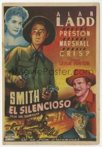 7a715 WHISPERING SMITH Spanish herald 1949 Lloan art of Alan Ladd, Brenda Marshall & Preston!
