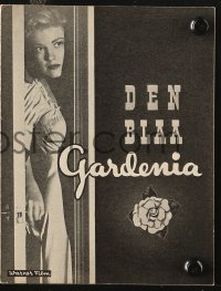 7a158 BLUE GARDENIA Danish program 1953 Fritz Lang film noir, Anne Baxter & Richard Conte!