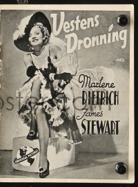 7a197 DESTRY RIDES AGAIN Danish program 1940 images of Marlene Dietrich & James Stewart!