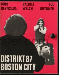 7a227 FUZZ Danish program 1972 different images of sexy cop Raquel Welch & Burt Reynolds!