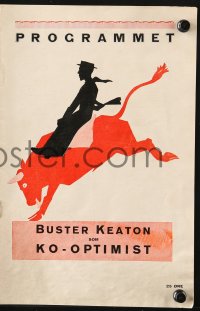 7a234 GO WEST Danish program 1926 great different cover art of Buster Keaton riding a bull!