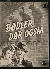 7a244 HANGMEN ALSO DIE Danish program 1946 directed by Fritz Lang, Brian Donlevy, dramatic art!