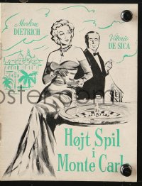 7a310 MONTE CARLO STORY Danish program 1957 Marlene Dietrich, Vittorio De Sica, gambling!
