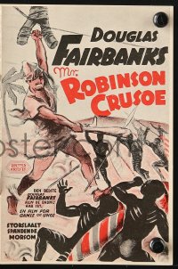 7a317 MR. ROBINSON CRUSOE Danish program 1932 great different Wenzel art of Douglas Fairbanks!
