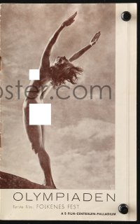 7a331 OLYMPIAD Danish program 1938 Riefenstahl, 1936 Olympics part 1, Jesse Owens shown, rare!