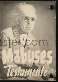 7a399 TESTAMENT OF DR. MABUSE Danish program R1951 Fritz Lang psychotic criminal genius, different!