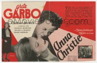 7a009 ANNA CHRISTIE herald 1930 Greta Garbo in her first talking picture with Charles Bickford!