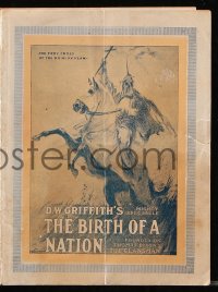 7a013 BIRTH OF A NATION herald 1915 D.W. Griffith's classic post-Civil War tale of the Ku Klux Klan!