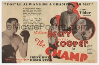 7a020 CHAMP herald 1931 boxer Wallace Beery, Jackie Cooper, King Vidor classic boxing epic!