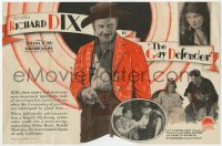 7a048 GAY DEFENDER herald 1927 great artwork & photos of Richard Dix & pretty Thelma Todd!