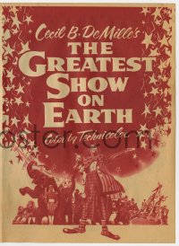 7a053 GREATEST SHOW ON EARTH herald 1952 Cecil B. DeMille classic, Charlton Heston, James Stewart