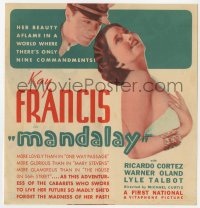 7a075 MANDALAY herald 1934 Kay Francis' beauty aflame in a world with only nine commandments!