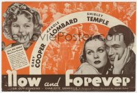 7a085 NOW & FOREVER herald 1934 Gary Cooper, Carole Lombard & cute Shirley Temple, very rare!