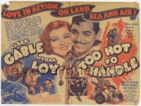 7a118 TOO HOT TO HANDLE herald 1938 Myrna Loy, Clark Gable, love in action on land, sea & air!