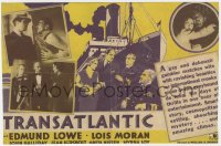 7a119 TRANSATLANTIC herald 1931 art of gambler Edmund Lowe & Lois Moran over cruise ship, rare!