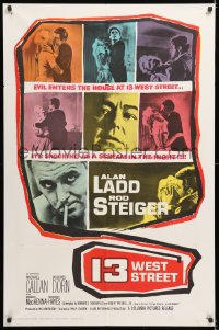 7b007 13 WEST STREET 1sh 1962 Alan Ladd, Rod Steiger, as shocking as a scream in the night!