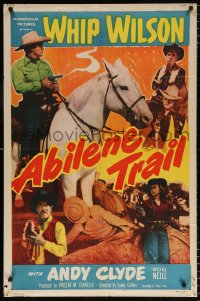 7b027 ABILENE TRAIL 1sh 1951 cowboy Whip Wilson on horseback, pretty Noel Neill, Andy Clyde