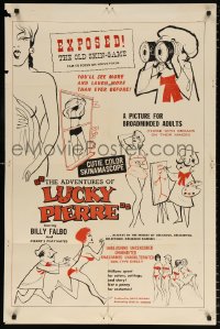 7b035 ADVENTURES OF LUCKY PIERRE 1sh 1961 Herschell Lewis, a picture for broadminded adults!