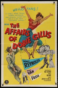 7b039 AFFAIRS OF DOBIE GILLIS 1sh 1953 Bobby Van, Bob Fosse, wacky art of Debbie Reynolds!