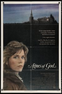 7b042 AGNES OF GOD 1sh 1985 directed by Norman Jewison, Jane Fonda, nun Meg Tilly!