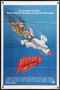 7b045 AIRPLANE II 1sh 1982 Robert Hays, great wacky art of Santa Claus dragged by plane!
