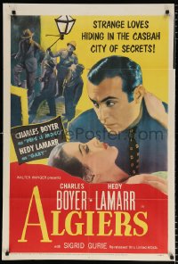 7b051 ALGIERS 1sh R1953 Charles Boyer loves sexiest Hedy Lamarr, but he can't leave the Casbah!