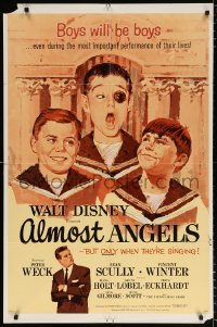 7b069 ALMOST ANGELS 1sh 1962 Disney, boys will be boys, but they're only angels when they're singing!