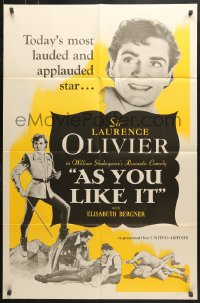 7b109 AS YOU LIKE IT 1sh R1949 Sir Laurence Olivier in William Shakespeare's romantic comedy!