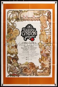 7b123 BARRY LYNDON 1sh 1975 Stanley Kubrick, Ryan O'Neal, great colorful art of cast by Gehm!
