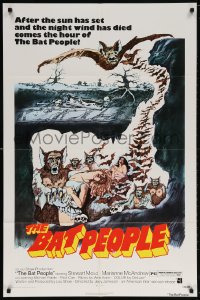 7b124 BAT PEOPLE revised 1sh 1974 AIP, Stewart Moss, cool horror artwork, It Lives By Night!