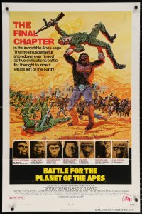 7b127 BATTLE FOR THE PLANET OF THE APES 1sh 1973 great sci-fi artwork of war between apes & humans!