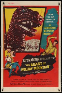 7b129 BEAST OF HOLLOW MOUNTAIN 1sh 1956 dinosaur monster beyond belief from the dawn of history