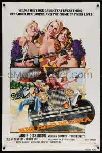 7b144 BIG BAD MAMA 1sh 1974 great John Solie art of sexy Angie Dickinson, female criminals w/guns!