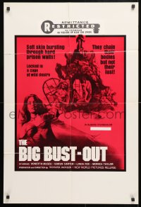 7b145 BIG BUST-OUT 23x34 1973 Vonetta McGee, locked in a cage of wild desire!