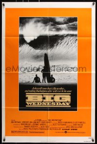 7b150 BIG WEDNESDAY 1sh 1978 John Milius classic surfing movie, silhouette of surfers on beach!